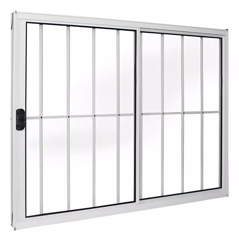 Janela de Alumínio Branco Vitro de Correr 2 Folhas com Grade Cmc Linha Modular - 1.00 (l) X 1.20 (a)