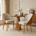 Ver imagem 2 de Cadeira Poltrona de Jantar Bela Corano Nozes e Linho Pés Palito Castanho - Pallazio