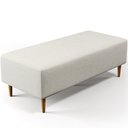 Ver imagem 1 de Puff Decorativo Sala de Estar Bali W01 Pés Palito 120x50 cm Linho Champagne - Lyam Decor