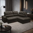 Ver imagem 3 de Sofá 3 Lugares Retrátil Reclinável Chaise Direito 243cm Solin F04 Veludo Marrom Escuro - Lyam Decor