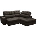 Ver imagem 1 de Sofá 3 Lugares Retrátil Reclinável Chaise Direito 243cm Solin F04 Veludo Marrom Escuro - Lyam Decor