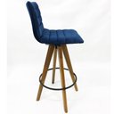 Ver imagem 4 de Kit 3 Banquetas Decorativa Jaque Veludo azul marinho Base Giratória Madeira - Poltronas do Sul
