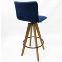 Ver imagem 5 de Kit 3 Banquetas Decorativa Jaque Veludo azul marinho Base Giratória Madeira - Poltronas do Sul