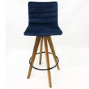 Ver imagem 2 de Kit 3 Banquetas Decorativa Jaque Veludo azul marinho Base Giratória Madeira - Poltronas do Sul