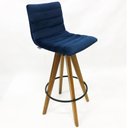 Ver imagem 3 de Kit 3 Banquetas Decorativa Jaque Veludo azul marinho Base Giratória Madeira - Poltronas do Sul