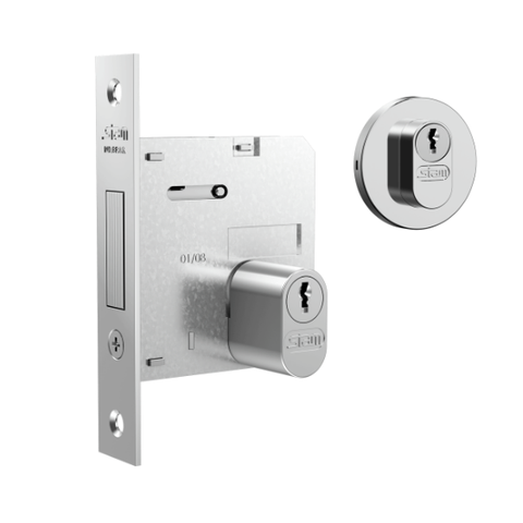 Fechadura Stam Trava 1007 Acabamento Cromado - Roseta Redonda de Aço Inox