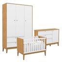 Ver imagem 1 de Quarto de Bebe Unique 3 Portas com Cômoda Sapateira Freijó Branco Eco Wood - Matic