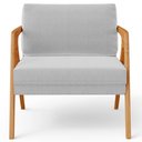 Ver imagem 6 de Kit 2 Poltronas Decorativa para Sala Estar Pietra Estrutura de Madeira L02 Linho Cinza - Lyam