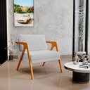 Ver imagem 2 de Kit 2 Poltronas Decorativa para Sala Estar Pietra Estrutura de Madeira L02 Linho Cinza - Lyam