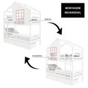 Ver imagem 6 de Beliche Casinha com Janela com 02 Gavetas e Grade de Proteção Madeira Maciça Branco/ Rosa Housin