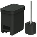 Ver imagem 1 de Conjunto de Banheiro Lixeira de Pedal Com Aro Interno 6L e Escova Sanitária com Suporte OU Preto