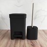 Conjunto de Banheiro Lixeira de Pedal Com Aro Interno 6L e Escova Sanitária com Suporte OU Preto - 5