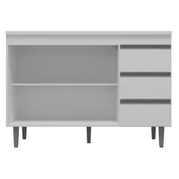 Balcão Gabinete de Pia Andréia 120cm Branco sem Tampo - Ajl Moveis - 3