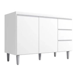 Balcão Gabinete de Pia Andréia 120cm Branco sem Tampo - Ajl Moveis - 1