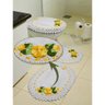 Jogo Tapete Banheiro Crochê 3 Peças Flores Algodão Decoração - 2