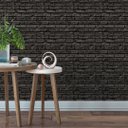 Ver imagem 3 de Papel de Parede Adesivo Tijolo Grosso Tons Preto Rolo 10m