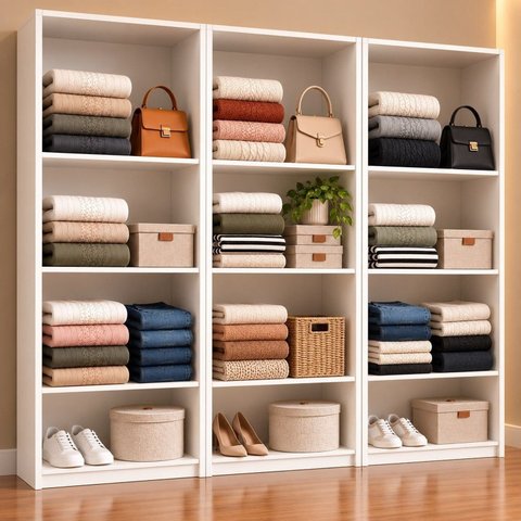 Armário Closet Modulado Prateleiras Luna Branco - 3 Peças