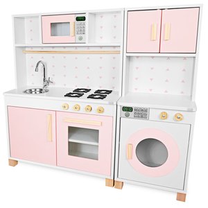 Kit Cozinha Infantil e Máquina de Lavar Infantil - Rosa Bebe