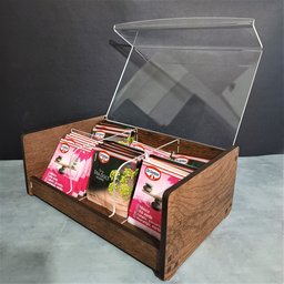 Caixa porta chás 6 divisórias mdf e acrílico - 4