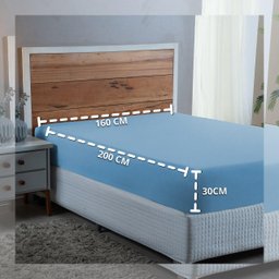 Lençol Queen 300 Fios Algodão Ultra Macio com Elástico Avulso:azul Bebe - 3