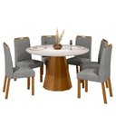 Ver imagem 1 de Conjunto Sala de Jantar Mesa Isis 135x135 6 Cadeiras Anitta 2024 Ype/off White/linho Cinza Claro