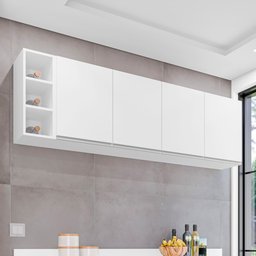 Aéreo Lavinia com Nicho Garrafeiro 160cm para Cozinha Branco - Belliv Decor - 3