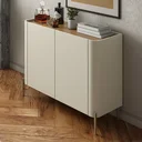 Ver imagem 1 de Buffet Mdf com Gaveta e Porta Lisa L98,5 X A81,5cm Louro/luna/dourado F830l