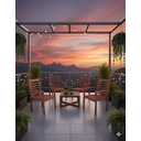 Ver imagem 1 de Conjunto de 4 Cadeiras Poltronas Empilhável em Madeira Maciça com Apoio de Braços