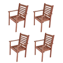 Ver imagem 2 de Conjunto de 4 Cadeiras Poltronas Empilhável em Madeira Maciça com Apoio de Braços