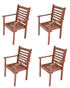 Ver imagem 2 de Conjunto de 4 Cadeiras Poltronas Empilhável em Madeira Maciça com Apoio de Braços