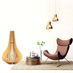 Abajur Grande de Chão PELICANO MDF Luminária - MDF CRU - 3