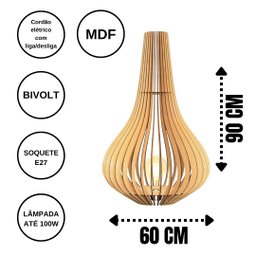 Abajur Grande de Chão PELICANO MDF Luminária - MDF CRU - 4