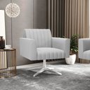 Ver imagem 2 de Poltrona Giratória Viena Gomada Suede Cinza Base Cromada - D’Rossi