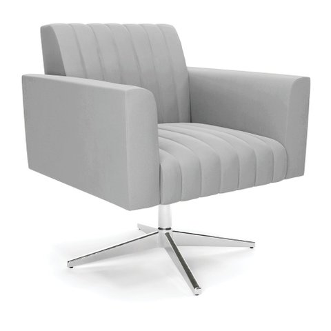 Poltrona Giratória Viena Gomada Suede Cinza Base Cromada - D’Rossi