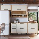 Ver imagem 2 de Armário de Cozinha com Balcão e Tampo 6 Portas 4 Gavetas Pérola 100% Mdf Vidro Reflecta Amêndoa/off