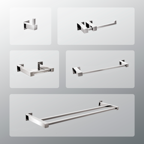 Kit Acessórios para Banheiros 5 Peças Inox - Kromus KITQD5A