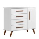 Ver imagem 3 de Cômoda Sapateira Infantil 1 Porta 4 Gavetas Q Encanto Retrô Branco