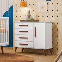 Ver imagem 2 de Cômoda Sapateira Infantil 1 Porta 4 Gavetas Q Encanto Retrô Branco