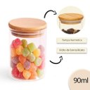 Ver imagem 5 de Jogo 2 Potes Hermético Porta Mantimento Vidro Borossilicato Tampa Bambu 90ml - Wolff
