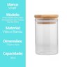Jogo 2 Potes Hermético Porta Mantimento Vidro Borossilicato Tampa Bambu 90ml - Wolff - 6