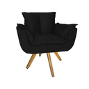 Ver imagem 3 de Kit 2 Poltrona Decorativa Base Giratória De Madeira Quarto Opala Suede Preto - LM DECOR