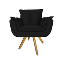 Ver imagem 2 de Kit 2 Poltrona Decorativa Base Giratória De Madeira Quarto Opala Suede Preto - LM DECOR