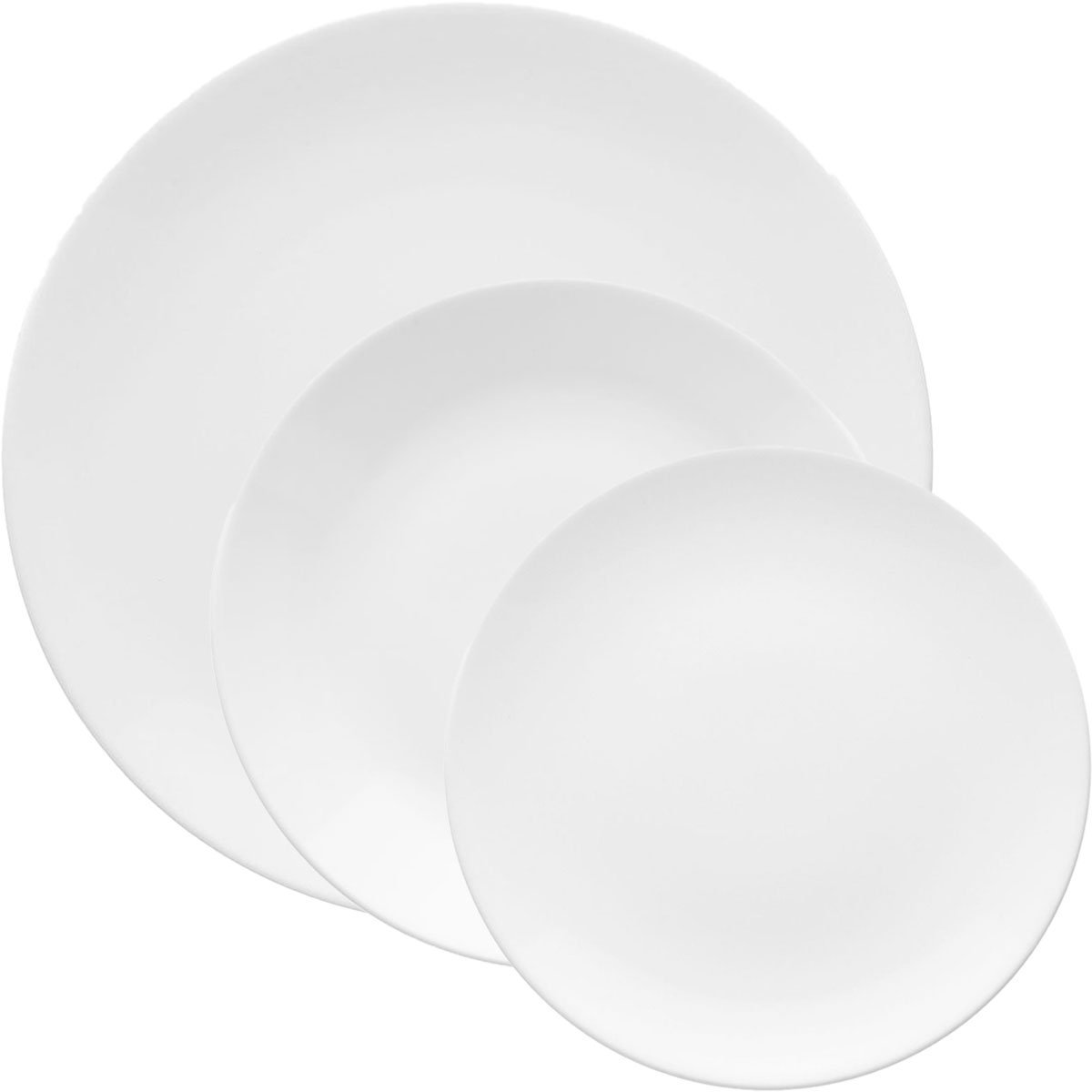 Kit Jogo Pratos Fundos Rasos Sobremesas Coup White 18 Peças - 1