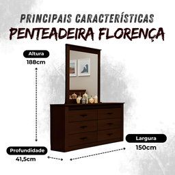 Penteadeira Florença na Cor Castanho - 3