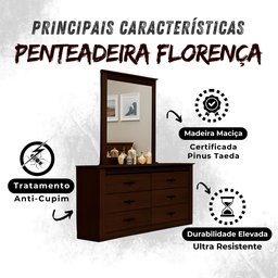 Penteadeira Florença na Cor Castanho - 4