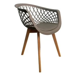 Cadeira de Jantar Web com Assento Estofado Madeira Maciça Premium Cinza