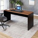 Ver imagem 1 de Escrivaninha Escritório 140cm X 70cm Pés Painel F5 Office Cor:nogal com Preto