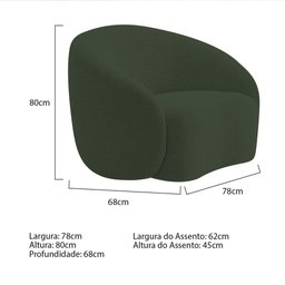 Kit Sofá 3 Lugares 200cm e Poltrona Orgânica Luxo Recepção Amore Linho Cor Verde - 6