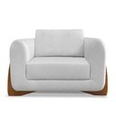 Ver imagem 5 de Poltrona Decorativa Valentina Retrô em Tecido Bouclê Cinza Claro e Pés em Madeira