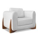 Ver imagem 2 de Poltrona Decorativa Valentina Retrô em Tecido Bouclê Cinza Claro e Pés em Madeira